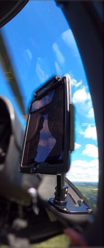 AW139 cockpit EFB mount in extended position by BAM