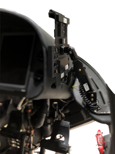 AW139 cockpit EFB mount in folded stowed position by BAM